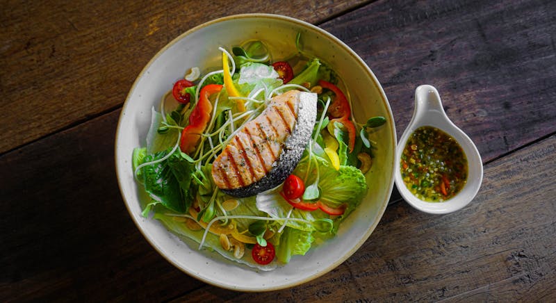 Harvest salad with roasted vegetables and greens