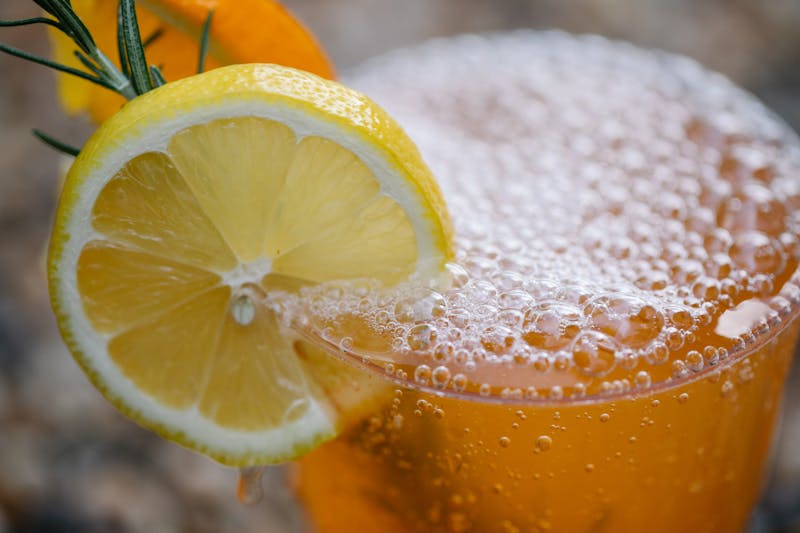 Craft lemonade with citrus garnish