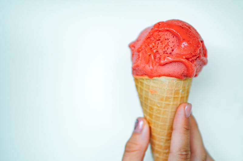 Fresh strawberry gelato dessert